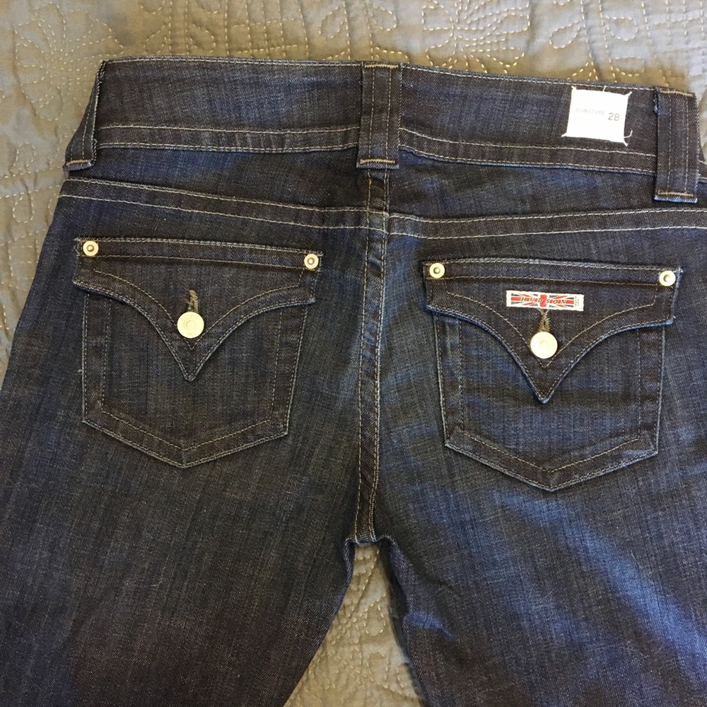 Hudson EUC Bootcut Flap Pocket Dark Jeans Size 28